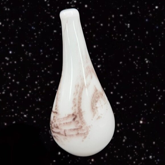 Art Glass Vase Hand Made Glass Signed By Artist White With Swirls Abstract 6”T - Picture 12 of 16